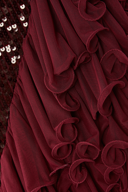 Sequinned Ruffle Midi Dress